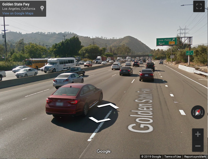 Google Street view of 5 Freeway near Los Feliz Boulevard